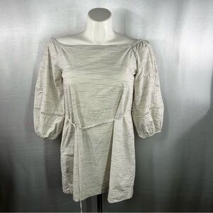 Talori White & Blue Striped Off Shoulder Tunic Dress L